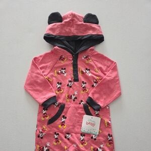 Baby Boy Mickey Mouse Hooded Romper Bodysuit Disney Baby Size 6/9 Months